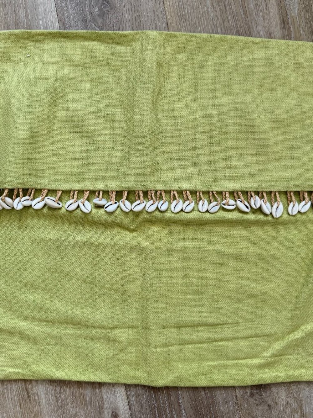 Pottery Barn Coastal Green Pillow Cover Seashell Trim 18"x18"